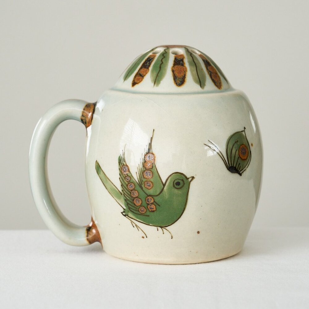 Vintage El Palomar KEN EDWARDS Mexican Pottery Tonala Shaker Green Large Signed